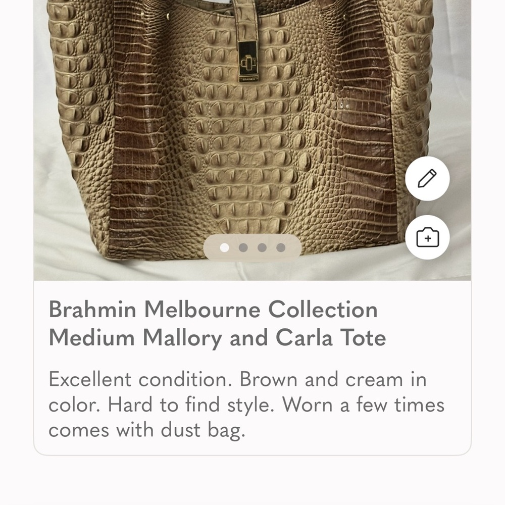 Brahmin Tan Crocodile Embossed Handbag
